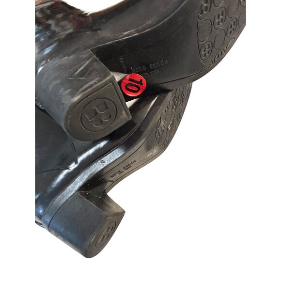 KATE SPADE Rain Glossy Black Rubber Boots Pull On Knee High Size 10 - Picture 4 of 5